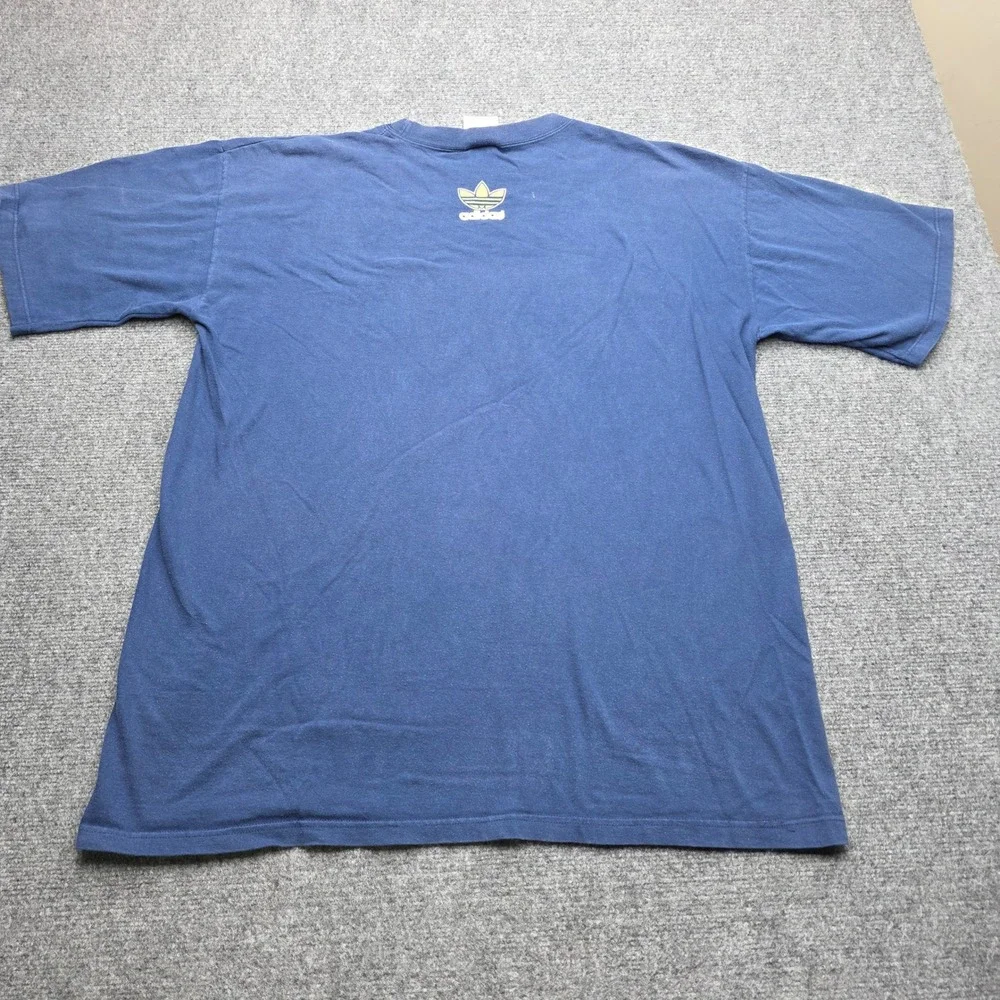 Vintage 90s Adidas Trefoil T-Shirt Mens XL Navy Blue Made In USA Double Sided
